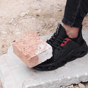 Men Steel Toe Puncture-Resistant Mesh Work Shoes, Safety Shoes